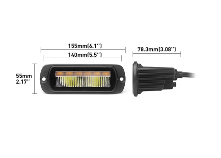 Proiector LED multifunctional / lampa de lucru cu DRL alb si lumina de avertizare R65 – pentru incastrare 4 functii IP65/67K - 12–24V [1]