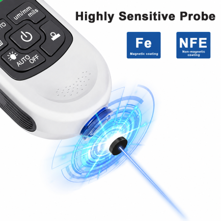 Tester Digital Masurat Grosimea Vopselei Auto HW300PRO, Tester Vopsea Fe/NFe, Ecran LCD, 0-1800 Microni [5]