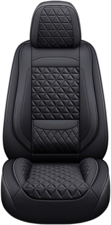 Set Huse Auto universale luxoase din piele ecologica, negru cu suport lombar integrat pentru scaune fata si spate [4]