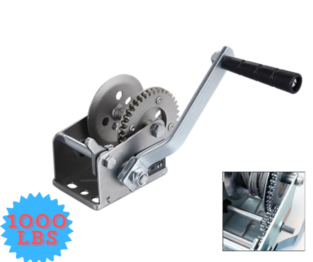 Troliu - Troliu manual 450 kg (1000 lbs) cu cablu din otel 8 m si frana automata