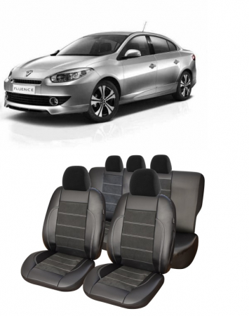 Renault - Set huse scaune piele Alcantara Renault  FLUENCE 2009-2014 (Bancheta fractionata)