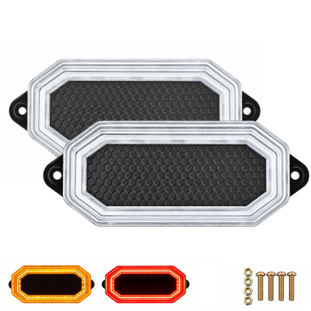 Accesorii Camioane - Set 2 Lampi LED Gabarit si Avertizare, Rosu/Galben, Pornire Dinamica, 12V/24V