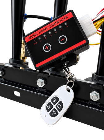 Claxon Muzical Pneumatic Basuri cu 6 Trompete, 20 Melodii, 12V/24V si Telecomanda Wireless [8]