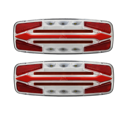 Electronice si electrice auto - Set stopuri LED cu 5 funcții pentru remorcă/camion - marker neon, frână, semnalizare dinamică, marșarier și ceață, 12V-24V