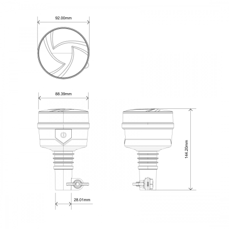 Girofar LED Stroboscopic Portocaliu Fumuriu, cu Montaj pe Suport, 36 LED, 19W, 12-24V, 7 Moduri, ECE R65/R10, E9, IP67, 92 mm [6]