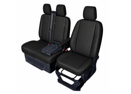Set huse scaune dedicate FORD TRANSIT CUSTOM 2009+  Piele ecologica, Negru 2+1 [2]