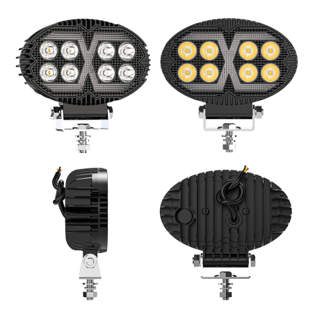 8 LED Halogen cu Lumină Albă și DRL Portocalie, 4000LM, 9-30V, Rezistent la Apă IP67 [3]