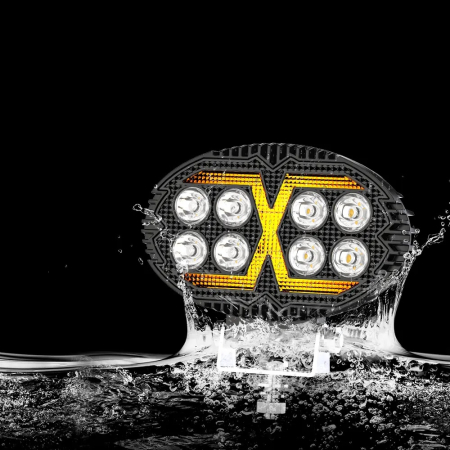 8 LED Halogen cu Lumină Albă și DRL Portocalie, 4000LM, 9-30V, Rezistent la Apă IP67 [6]