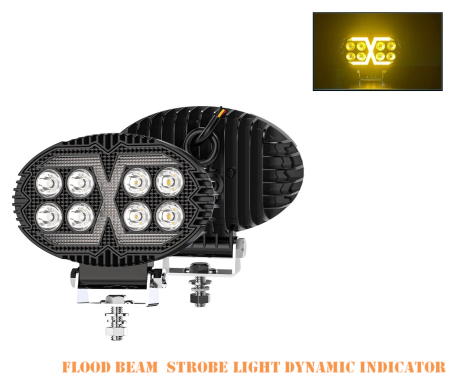 Proiectoare, lampi si leduri - 8 LED Halogen cu Lumină Albă și DRL Portocalie, 4000LM, 9-30V, Rezistent la Apă IP67