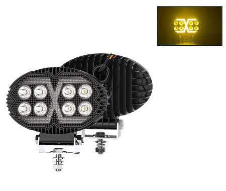 Electronice si electrice auto - Proiector LED Halogen cu Lumină Albă și DRL Portocalie, 4000LM, 9-30V, Rezistent la Apă IP67
