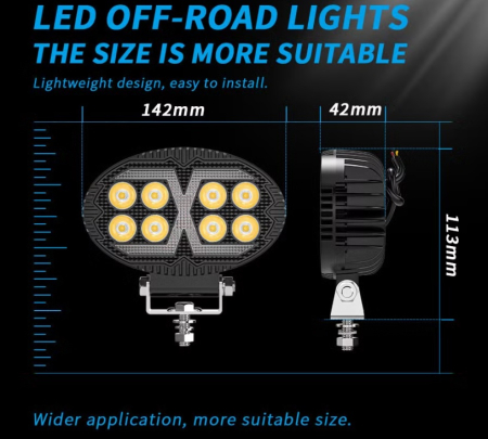 8 LED Halogen cu Lumină Albă și DRL Portocalie, 4000LM, 9-30V, Rezistent la Apă IP67 [1]