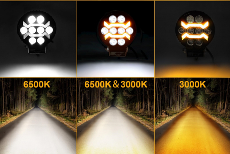 Proiector 8 LED Halogen cu Lumină Albă și DRL Portocalie, 9-30V, Rezistent la Apă IP68 [3]