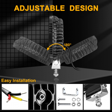 Proiector 8 LED Halogen cu Lumină Albă și DRL Portocalie, 9-30V, Rezistent la Apă IP68 [6]