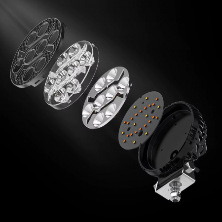 Proiector 8 LED Halogen cu Lumină Albă și DRL Portocalie, 9-30V, Rezistent la Apă IP68 [5]