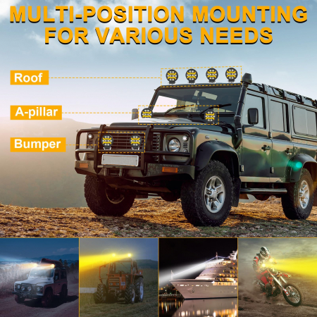 Proiector 8 LED Halogen cu Lumină Albă și DRL Portocalie, 9-30V, Rezistent la Apă IP68 [10]