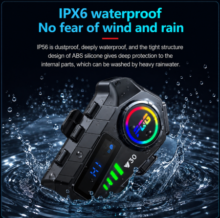 Set Intercomuri Moto pentru Casca Bluetooth 6.0, CVC + DSP, Display LED, IPX6, Baterie 1000 mAh [7]