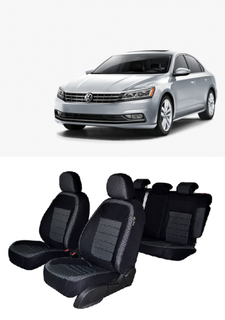 Volkswagen - Set huse scaune dedicate Volkswagen Passat B8  2015-2018 (Bancheta fractionata +huse pentru cotiere)
