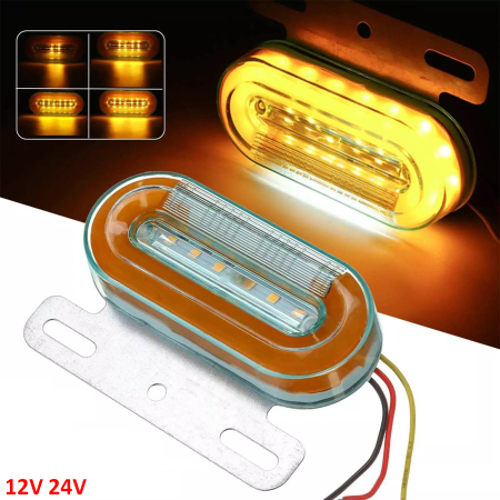 Lampi Laterale - Lumina de pozitie LED cu 2 functii – lumina alba si semnalizator dinamic pentru camioane, dubite, remorci si platforme – 12–24V, 12 LED-uri