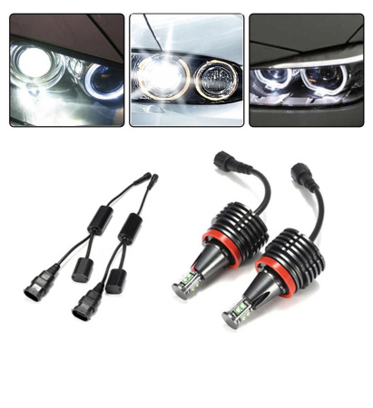 Electronice si electrice auto - Set becuri LED H8 40W Angel Eyes  BMW X6 E71 (2008–2013) – CANBUS, lumina alba rece, Plug & Play OEM 63217760782