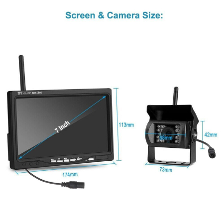 Camera Marsarier Wireless cu Monitor 7 Inch, 12V/24V, Vedere Nocturna IR, IP67, pentru Camion, TIR si Autoutilitara [5]