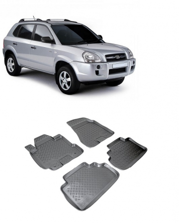 Covorase auto dedicate din cauciuc - Set covorase cauciuc dedicate HYUNDAI TUCSON (JM) (2004-2010)