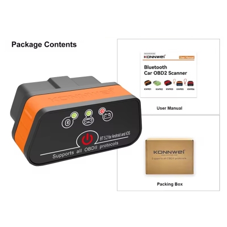 Diagnoza Auto KONNWEI OBD2 Bluetooth 5.2, Android/iOS, Aplicatie MAXOBD Gratuita, Fara Abonament [11]