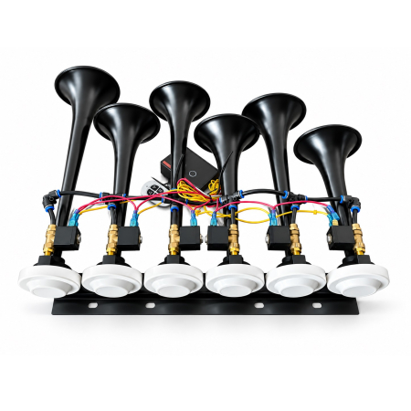 Claxon Muzical Pneumatic Basuri cu 6 Trompete, 20 Melodii, 12V/24V si Telecomanda Wireless [6]