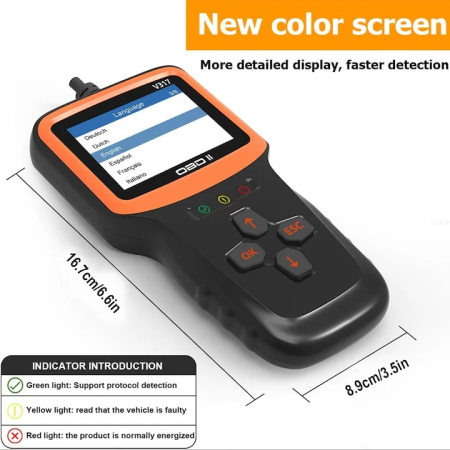 Tester Diagnoza Auto OBD2 V317, Scanner OBDII/EOBD, Ecran Color 2.8 Inch, Citire si Stergere Erori, Test Baterie 12V [5]