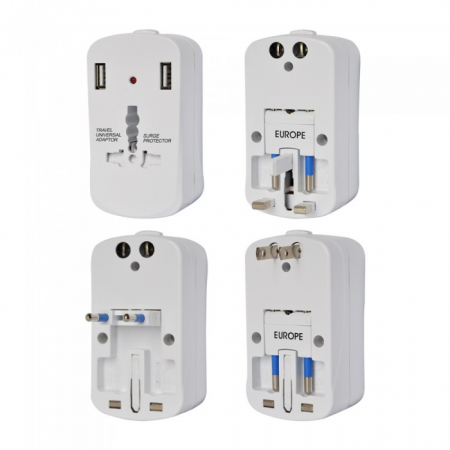 ADAPTOR UNIVERSAL PRIZA V-TAC (UK,US,EU) CU PROTECTIE SI 2USB 2.1A [2]