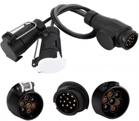 Accesorii Remorca - Adaptorul de priză pentru cârlig de remorcare de la 13 la 7 pini, 12V