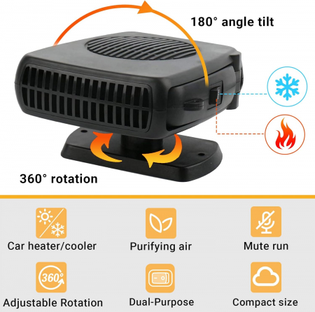 Aeroterma auto dezghetare parbriz, negru 12V 200W [5]