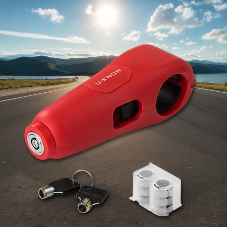 Alarmă multifuncțională, anti furt, blocare fixă pentru bicicletă - Roșie [2]