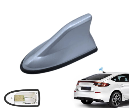 Accesorii electronice auto - Antena auto activa tip shark fin cu amplificator integrat - universala, imbunatateste semnalul, Gri