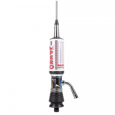 Electronice si electrice auto - Antena CB LEMM TURBO IMPERO, alb, lungime 200 cm, castig 7dB, 26.5-28Mhz, 2500W, cablu RG58 4m, fabricata in Italia
