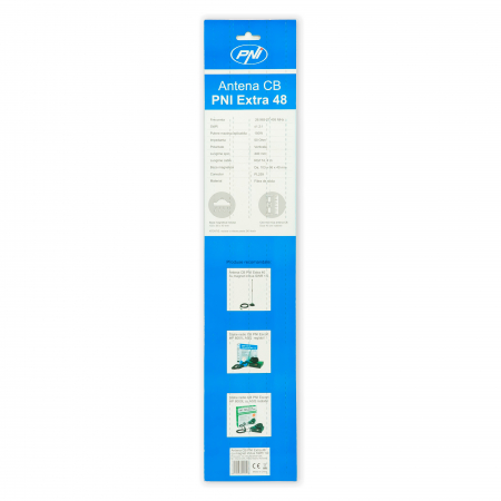 Import - Antena CB PNI Extra 48, cu magnet inclus, 45 cm, 26-30MHz, 150W, SWR 1.0, fibra de sticla