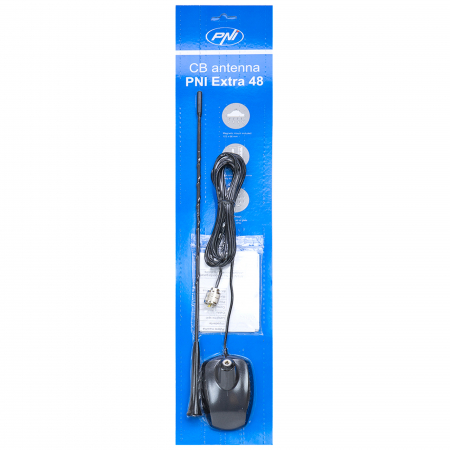 Antena CB PNI Extra 48, cu magnet inclus, 45 cm, 26-30MHz, 150W, SWR 1.0, fibra de sticla [1]