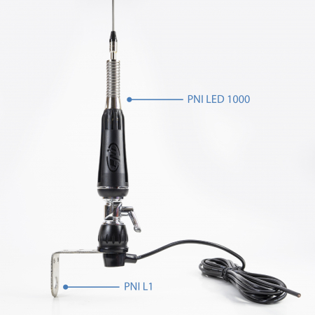 Antena CB PNI LED 1000 rabatabila, 80 cm lungime, cu cablu si montura fixa tip fluture, 26-30 MHz, 300 Watt, ilumineaza in timpul emisiei [13]