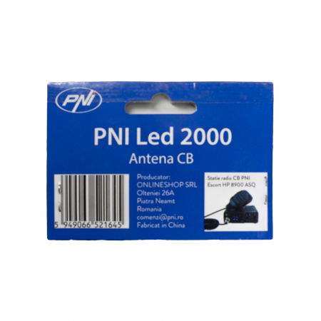 Antena CB PNI LED 2000 cu filet SO-239, lungime 90 cm, 26-28 MHz, 500 Watt, ilumineaza in timpul emisiei [6]