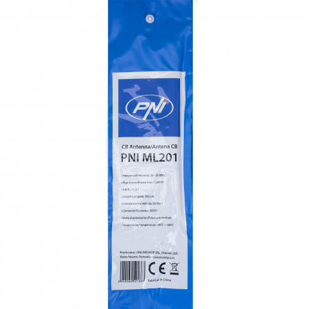 Antena CB PNI ML201 Black, lungime 201cm, 26-28MHz, 1200W cu inclinare la 90 de grade [7]