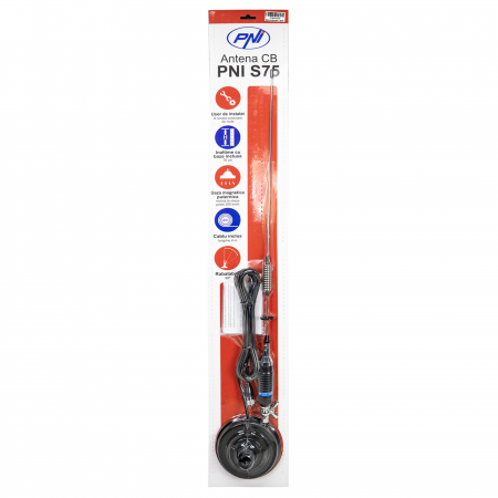 Antena CB PNI S75 cu fluture, 26-28MHz, lungime spic 54 cm, magnet 125mm inclus [8]