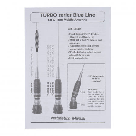 Antena CB Sirio Turbo 3000PL Blue Line Cod 2202405.41 fara cablu [7]