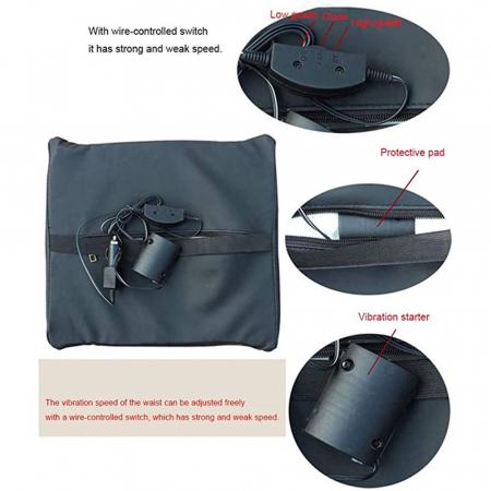 Aparat electric masaj lombar si cervical, pentru scaun auto, alimentare la bricheta, Negru-Rosu [5]