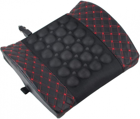 Aparat electric masaj lombar si cervical, pentru scaun auto, alimentare la bricheta, Negru-Rosu [8]
