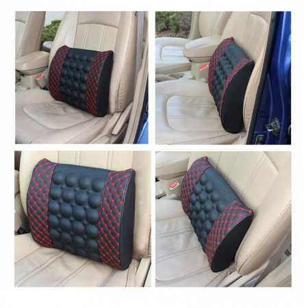 Aparat electric masaj lombar si cervical, pentru scaun auto, alimentare la bricheta, Negru-Rosu [2]