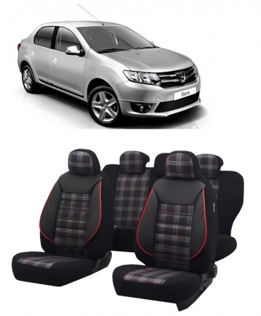 Dacia - Set huse scaune Dacia Logan 2012-2020 Piele + Textil (Compatibile cu sistem AIRBAG)