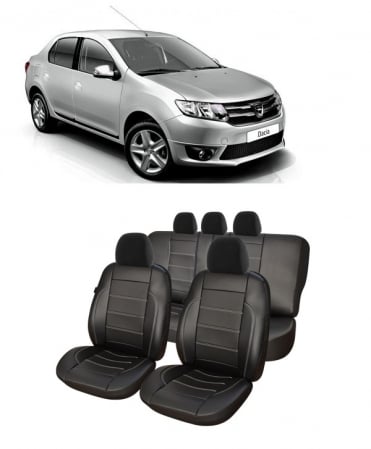 Dacia - Set huse scaune Dacia Logan 2012-2020 Piele Perforata (Compatibile cu sistem AIRBAG)