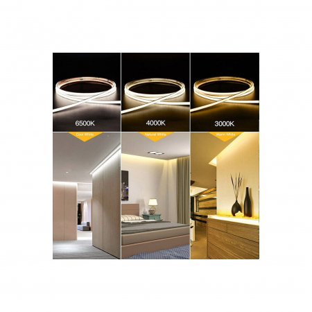 Banda LED COB latime 8mm 12V , alb rece , 5 metri ,12W/metru [3]