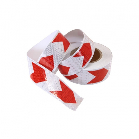 Banda Reflectorizanta - Banda reflectorizanta alba cu sageata rosie 5cm x 25m