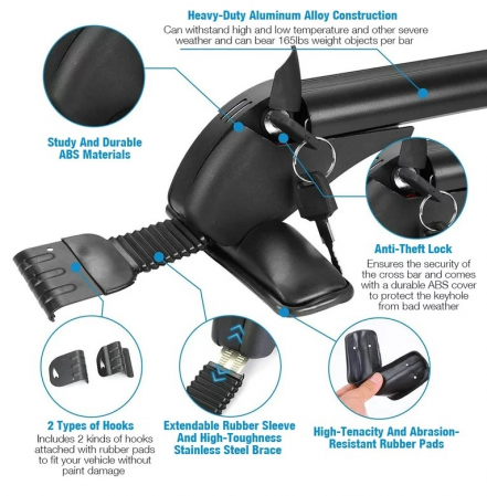 Bare Portbagaj Transversale Aluminiu  Volkswagen Golf V (2004-2009)cu cheie-set 2 bucati [3]