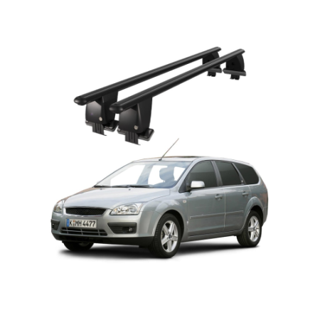 Bare transversale portbagaj auto aluminiu compatibile plafon neted Ford Focus II Combi 2004-2011 argintii sau negre [1]